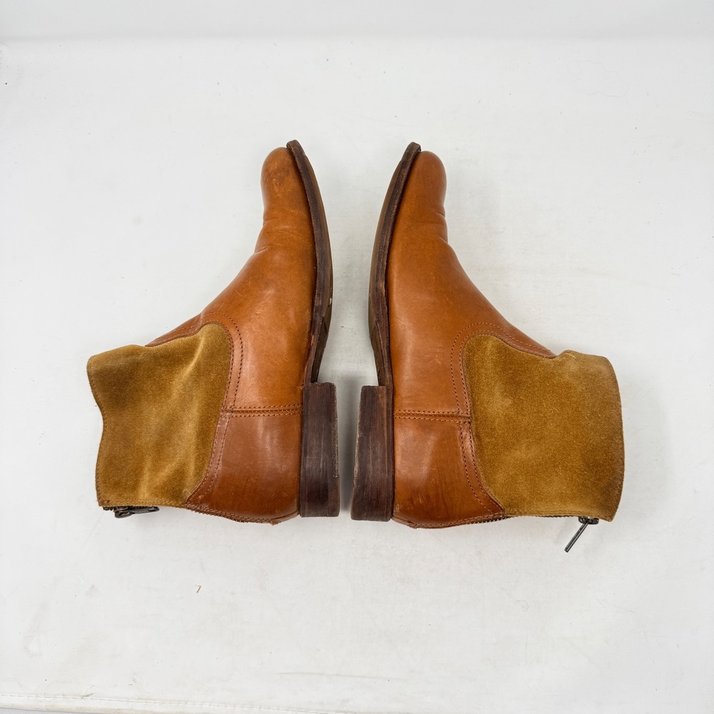 Frye Phillip Back Zip Ankle Boots‎ Brown Leather Suede Size 7 Western Boho - Picture 8 of 10
